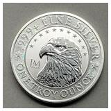 JM BULLION 1 OZ FINE SILVER ROUND