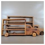 2- WOOD TRUCK SHELVES 1= 31" WIDE 15" TALL 1= 28"