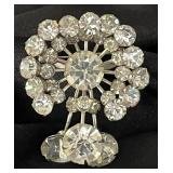 Sculptural Vintage Rhinestone Brooch Pin Costume