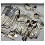 90+ PC. ONEIDA TUDOR PLATE SILVER PLATE FLATWARE