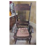 Antique Carved Rocking Chair with Needlepoint