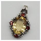 925 SILVER CITRINE & GARNET PENDANT