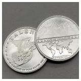 2- 1 OZ FINE SILVER ROUNDS HOPE TALENT