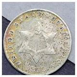 1852 SILVER 3 CENT COIN XF