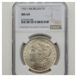 1921 MORGAN SILVER DOLLAR NGC MS64