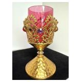 Jeweled Votive w Cranberry Insert Beautiful