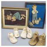 BABY PRINTS & SHOES IN OLD WOOD DRAWER