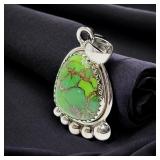 STERLING SILVER MOHAVE GREEN STONE PENDANT