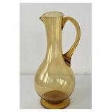 MCM Amber Hand Blown Glass Pitcher w Applied