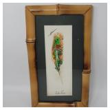 SIGNED ORIGINAL HAND PAINTED FEATHER COSTA RICA