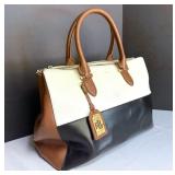 Ralph Lauren Leather Bag Colorblock Black Tan