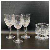 3 Waterford Crystal Colleen Wine Glasses Claret