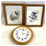 Bird themed collectibles 2 prints/clock