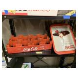 metal Coca-Cola Tray & Plastic Crate