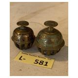 (2) Brass Indian Elephant Claw Bell