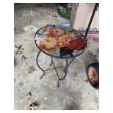 Small Glass Top Metal Patio Side Table