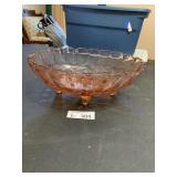 Footed Pink Depression Glass Bowl