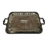 Antique Silver on Copper Buttler Serving Tray