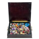 Box filled with Vintage Unsearched Costume Jewelry