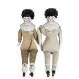 Antique German China Head Dolls - Agnes & Bertha