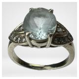 14k White Gold & Aquamarine Lady