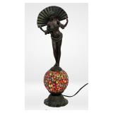 Art Nouveau Style Lady with Fan Figural Table Lamp