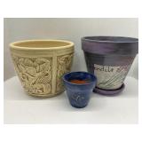 Weller Pottery Planter & 2 Hand Painted Pots