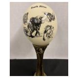 Ostrich Egg w/African Big 5 Animals & Stand