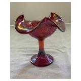 VTG Fenton Cranberry Carnival Glass Compote