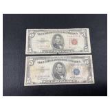 $5 U.S Note & $5 U.S. Silver Certificate