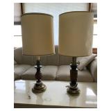 2 VTG Wood & Brass Base Lamps