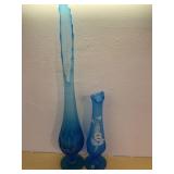 VTG L.E. Smith Blue Swung Vase & Westmoreland