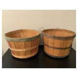 2 Wood Bushel Baskets