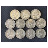 11 Jefferson Nickels 1943-P, 1944-D, 1944-P,1945-D