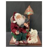 Animated Santa w/Dog & Lamp