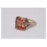 10kt yellow gold Emerald Cut Topaz diamond