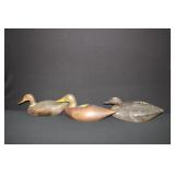 3pc Carved Glasseye Duck Decoys