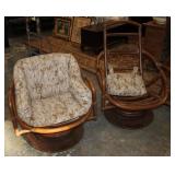 A pair of Rattan Chairs (missing a cushion)