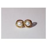 Pair of 14kt Gold White Pearl Earrings