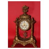 16" tall Ornate French Bronze Gilbert Mantle Clock