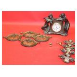 Vintage W. German Bronze wash Figural Clock