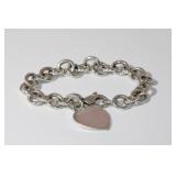 .925 Sterling Silver Tiffany Bracelet with heart