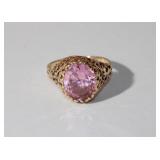 14K Filagree peach colored stone ring, 3.8g, size