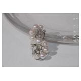 14kt white gold Pearl & Diamond Pin with 9 pearls