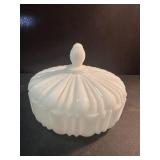 Anchor Hocking Milk Glass Old Cafe Candy Dish