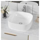 16 in. Ceramic Square Vessel Bathroom Sink in