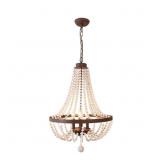 4-Light Rustic Black and Wood Chandelier