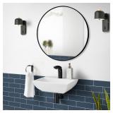 Compact Ceramic Wall Hung Sink - White