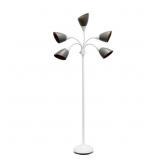 67 in. White Gray 5-Light Gooseneck Floor Lamp