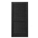 15x39 in Open Louvered Shutters  Black Pair